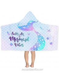 Bonsai Tree Mermaid Kids Hooded Beach Towel Mermaid Tail Microfiber Hooded Poncho Towel for Toddler Girls 30”x50” Mermaid Scales Pink Soft Absorbent Bath Towels Bathrobe with Hood for Swin Pool