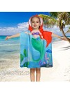 Cartoon Kids Hooded Mermaid Beach Towel Princess Beach Towel Mermaid Bath Towel for Girls Bath Swimming Pool and Beach Holiday Soft and Absorben