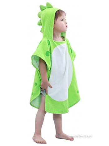 Children's Bath Towels with Hooded Dinosaur Boys Beach Towel Pool Poncho Swim Cover-Ups 100% Cotton Green#B 1-3T