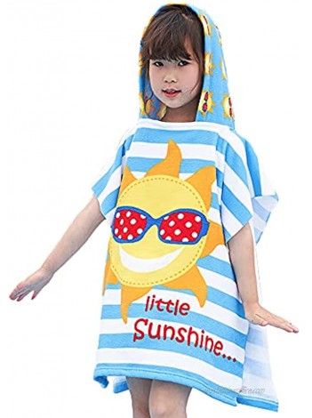 Children's Hooded Bath Towel Sun with Glasses 24"×24" Hooded Bath Towel is Soft Comfortable and Has Strong and Can be Used for Swimming and Bathing at The Beach