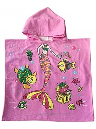 HappyMe Ultra Soft Super Absorbent Microfiber Bath Hooded Towel- Poncho for Kids,Toddlers and Girls- Pink Mermaid Design- 47x24inches- Perfect for after Shower Bath Beach,Swimming n Water Play!