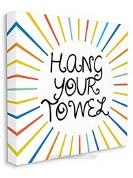 Stupell Industries Kids' Hang Your Towel Bathroom Rules Rainbow Stripes Designed by Daphne Polselli Canvas Wall Art 17 x 17 Multi-Color