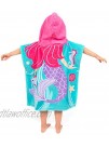 ZINGLIFE Toddler Hooded Beach Towel Coverup Cape Kids 100% Cotton Soft Quick Dry Absorbent Use for Swim Pool Bath Poncho Towels for 2 to 7 Years Old Childre Size 24"x 47" in Full-Length Fancy Mermai