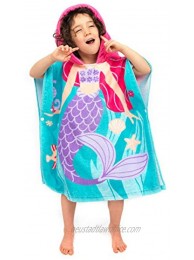 ZINGLIFE Toddler Hooded Beach Towel Coverup Cape Kids 100% Cotton Soft Quick Dry Absorbent Use for Swim Pool Bath Poncho Towels for 2 to 7 Years Old Childre Size 24"x 47" in Full-Length Fancy Mermai