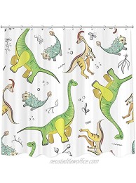 Cartoon Dinosaur Fabric Shower Curtain Funny Kids Shower Curtain Set Cute Colorful Dino Boys Shower Curtain Children Kids Bathroom Decor Jurassic Wildlife Bathtub Decor with Shower Hooks 72X72Inch
