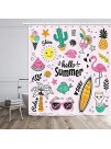 Cute Pink Shower Curtain Summer Beach for a Holiday Theme Shower Curtains for Kids Waterproof Cloth Fabric Shower Curtain for Bathroom with Hooks 69X70 inch