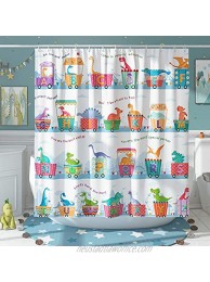 DESIHOM Cute Dinosaur Shower Curtain Educational Kids Shower Curtain ABC Alphabet Shower Curtain Cartoon Animal Polyester 72x72 Inch