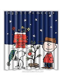 Eaiven Christmas Shower Curtain Funny Waterproof Shower Curtains Navy Blue Bath Curtain Kids Cute Bathroom Set with Hooks for Thanksgiving Christmas Decoration Home Decor 66"X72"