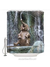 Fabric Shower Curtain Funny Elephant Polyester Bathroom Decor with 12 Hooks Waterproof Odorless with Metal Grommets Home Decor
