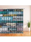 Family Rules Shower Curtain Inspirational Quotes Motivation Educational Words Rustic Wooden Board Barn Door Vintage Farmhouse Cabin Lodge Country Home Decor Fabric Bath Curtain with Hook
