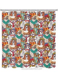 Funny Dog Shower Curtain Cute Kids Cartoon Fashion Hipster Waterproof Polyester Fabric Bathroom Decor Set with Hooks 72x72 in