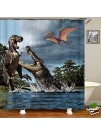 Giant Crocodile Shower Curtain Kids Dinosaur Shower Curtain for Bathroom Decor Pterosaur Shower Curtain for Boys Teenage with Hooks 1 Pack