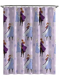 Jay Franco Disney Frozen ICY Shower Curtain & Easy Care Fabric Kids Bath Curtain Features Elsa & Anna Official Disney Product
