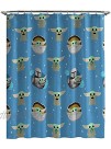 Jay Franco Star Wars The Mandalorian Blue Space 14 Piece Bathroom Set Includes Shower Curtain 12 Hooks & Non-Slip Bath Rug Easy Care Fabric Features Baby Yoda Official Star Wars Product