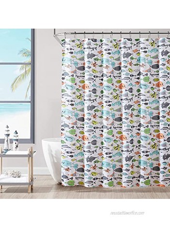 KOMFIER Boys Fabric Shower Curtain 84 inch Extra Long Colorful Tropical Ocean Fish for Kids' Bathroom Rust-Resistant Metal Grommets Waterproof 72x84inch Orange Mix