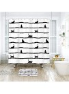 LIGHTINHOME Cat Shower Curtain 60Wx72H Black Cute Kitten Silhouette Stripes Funny Elegant Polyester Waterproof Home Bathroom Decor 12 Pack Plastic Hooks