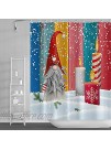 Merry Christmas Gnomes Shower Curtains for Kids Cartoon Candles and Cute Elfin with Red Hat on Colorful Rustic Wood Bathroom Decor Polyester Fabric Waterproof with Hooks 72x72 Inch