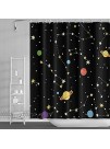 Space Shower Curtain Black Background with Solar System Planets Stars and Milky Way 71x71 Inches 180x180cm with Hooks Waterproof Space Shower Curtains for Kids Bathroom
