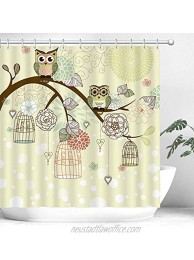 Stacy Fay Kids Shower Curtain Owl Shower Curtain for Bathroom Cute Shower Curtain Cartoon Animal Waterproof Shower Curtains Set with 12 Hooks Floral Flower Decorative Bathroom Curtain 72Wx72H Inch