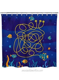 Sunlit Design Cartoon Undersea Maze Fabric Shower Curtains for Kids Children Lovely Fish Finding Mommy Pattern of Game Shower Curtain Bathroom Decoration