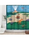 Sunlit Lovely Dinosaur Map Fabric Shower Curtains for Boys Kids Children Cartoon Shower Curtain Bathroom Decoration