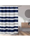 Sweet Jojo Designs Navy Blue Gray and White Kids Bathroom Fabric Bath Teen Stripe Shower Curtain