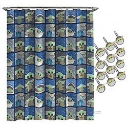 The Mandalorian The Child Shower Curtain & 12-Piece Hook Set & Easy Use Kids Bath Features Baby Yoda Official Star Wars Product