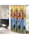 Ysunm Children's Animals Shower Curtain Kids Cute Cartoon Animal and Lion Giraffe Elephant Pattern Bathroom Waterproof Polyester Fabric Shower Curtains 72 x 72 inch Colorful with Hooks Set