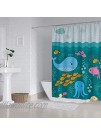 ZXMBF Cartoon Sea Kids Shower Curtain Deep Ocean Lovely Underwater World Animal Fish Whale Turtle Home Bathroom Décor Waterproof Fabric 72x72 Inch Plastic Hooks 12PCS