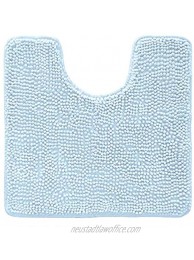 Kangaroo Chenille Toilet Bath Rug Oval U-Shape Contour Mat Soft and Absorbent Contoured Mats for Toilets Base and Bathtub Machine Wash and Quick Dry Plush Bathroom Rugs for Kids Tub Light Blue