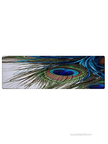 QiyI Bath Rugs Bathroom Non Slip Super Soft Absorbent Memory Foam Rug Machine Washable Carpet Floor Mats for Tub Office Door Mat Kitchen Dining Living Hallway Area Rugs 16" x 48" Peacock Feather