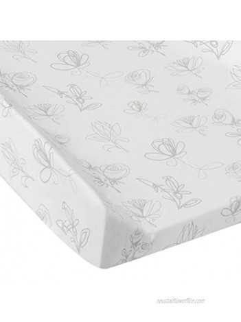 Andi Mae Changing Pad Cover Grey Floral -100% Jersey Cotton Fits Standard Changing Pads