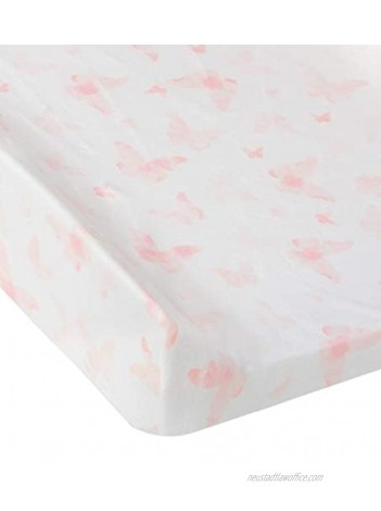 Andi Mae Changing Pad Cover Watercolor Pink Butterflies -100% Jersey Cotton Fits Standard Changing Pads