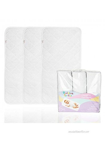 Bamboo Rayon Extra Absorbent Waterproof Quilted 5 Layers Changing Pad Liners 3-Pack Larger Size 15” x 29” Hypoallergenic and Soft