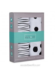 Changing Pad Cover Set | Cradle Sheet 2 Pack 100% Jersey Cotton Black and White Abstract Stripes and Dots by Ely's & Co