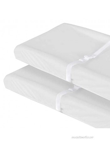 Changing Pad Cover White for Boys Girls 100% Organic Cotton 2 Pack Unisex Changing Table Pad Cover Cradle Sheet Soft and Breathable 16" x 32" for Standard Baby Changing Pads White