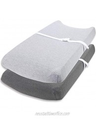 Cuddly Cubs Changing Pad Covers – 2 Pack – Snuggly Soft Plush Cotton Changing Table Covers for Boy Girl – Fits Perfectly on Summer Infant and Other 16 x 32" Baby Changing Table Pads – Heather Grey