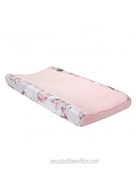 Lambs & Ivy Signature Botanical Baby Pink Gray Floral Minky Changing Pad Cover