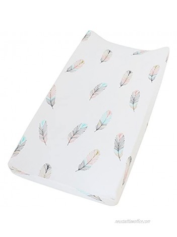 LifeTree Cotton Changing Pad Cover Feather Print Soft Diaper Cradle Sheet for Baby Boys or Girls Fits Standard Contoured Changing Table Pads