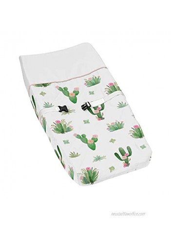 Pink and Green Boho Watercolor Changing Pad Cover for Cactus Floral Collection by Sweet Jojo Designs