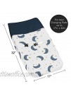 Sweet Jojo Designs Moon and Star Boy or Girl Baby Nursery Changing Pad Cover Navy Blue and Gold Watercolor Celestial Sky
