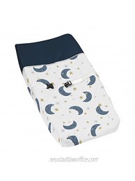 Sweet Jojo Designs Moon and Star Boy or Girl Baby Nursery Changing Pad Cover Navy Blue and Gold Watercolor Celestial Sky