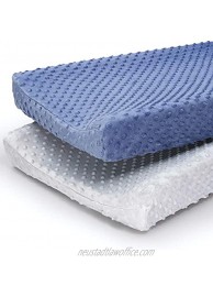 The Peanutshell Plush Minky Changing Pad Covers for Baby Boys or Girls | 2 Pack Set | Blue & Grey