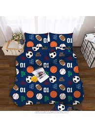 All American Collection Kids Boys Girls Teens Children Soft Comfortable Printed Fitted Flat Bedroom Bed Sheet Set Twin Dark Blue Sports