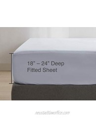 Fitted Sheet Only 18" 24" Extra Deep Pocket Soft Microfiber Sheet for Kids & Adults Light Blue Twin