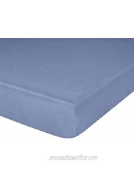IDEAhome Jersey Knit Fitted Cot Sheet Soft Material Suitable for Bunk Beds Camping RVs Folding Beds Boys & Girls 75" x 33" with 8" Pocket Denim 1 Pack