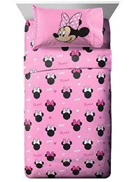 Jay Franco Disney Minnie Mouse Hearts N Love Full Sheet Set 4 Piece Set Super Soft and Cozy Kid’s Bedding Features Fade Resistant Microfiber Sheets Official Disney Product