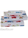 Luxury Home Collection Kids Toddlers Boys Multicolor 3 Piece Twin Size Print Sheet Set with Fitted Flat and 1 Pillow Case Set Construction Site Trucks Cranes Firetruck Excavator Traffic Cones