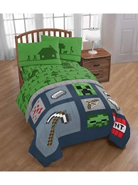 Minecraft Twin Kid's Bedding Sheet Set 3 Piece Green Set