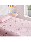 Queen Unicorn Sheet Set for Kids Girls Teens Cute 4 Pieces Microfiber Pink Bedding Set with Rainbow and Stars Princess Style